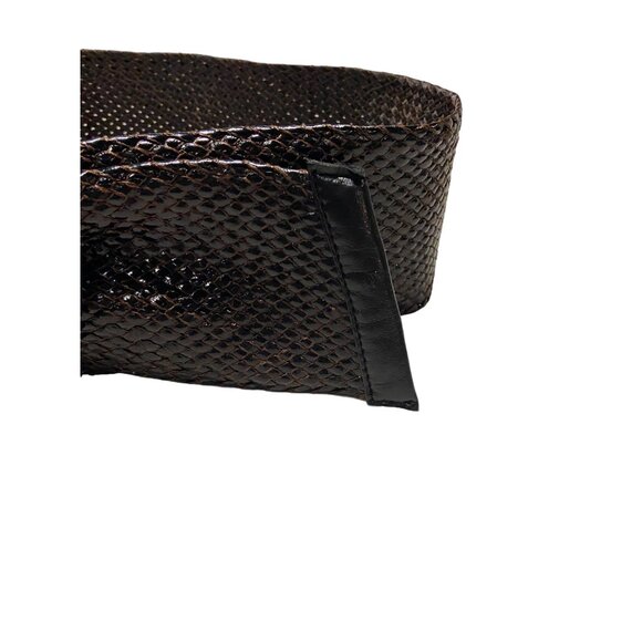 Thick Faux Leather Woven Belt Brown One Size Vintage - Picture 5 of 10